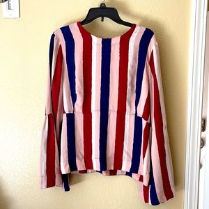 BCBG Maxazria- size L. Multi color w/bell sleeve